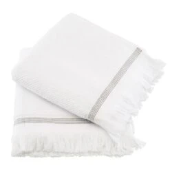 Meraki Towel White W. Grey Stripes 50 X 100 Cm - 2 Pieces